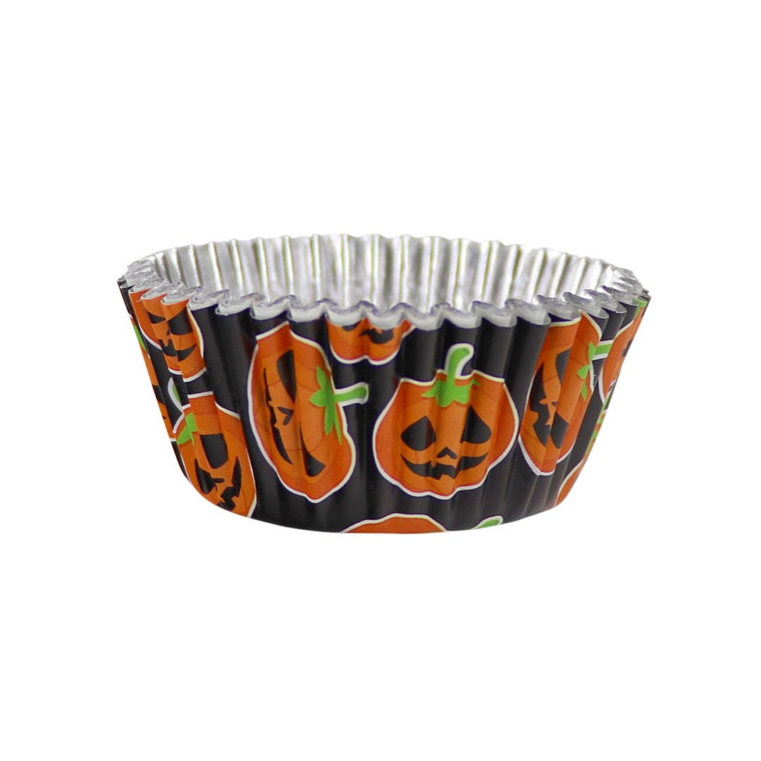 Lot de 30 Caissettes à cupcakes doublées de papier d&#39;aluminium - Citrouilles Effrayantes Halloween