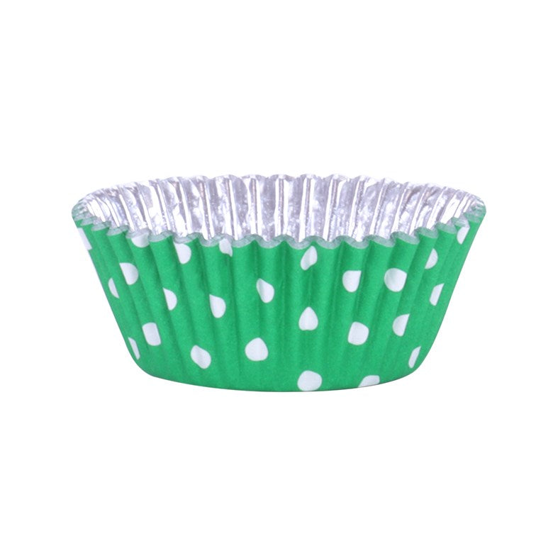 Lot de 30 Caissettes à cupcakes doublées de feuille d&#39;aluminium - Pois verts