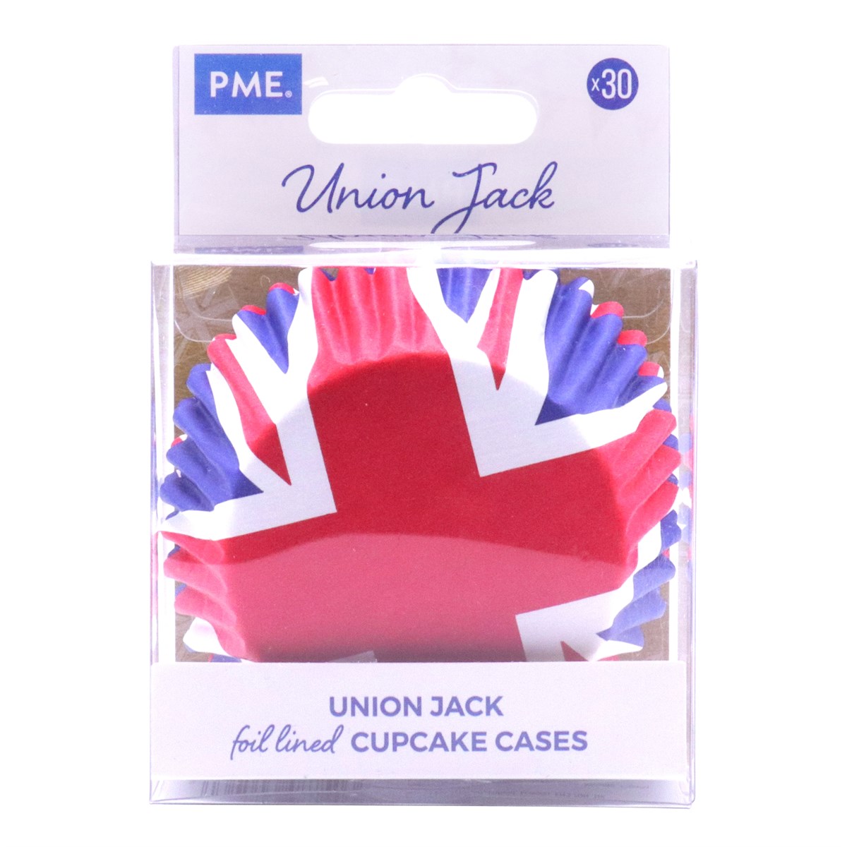 Caissettes à cupcakes doublées en feuille Lot de 30 - Drapeau Union Jack