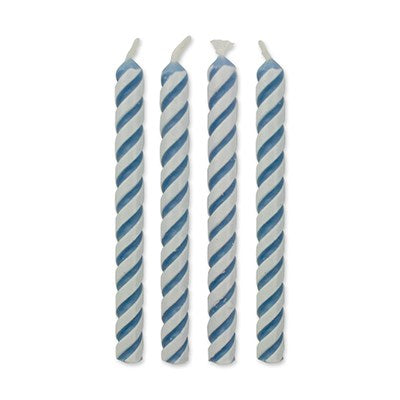 Lot de 24 Bougies Rayures bleues de petite taille 48mm - Cire de paraffine