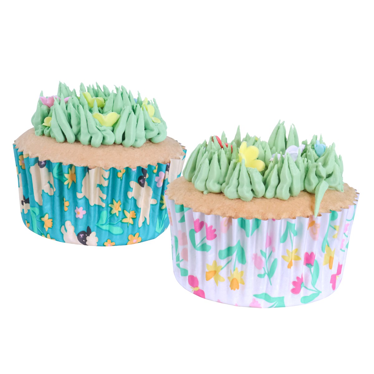 Set de 60 mini caissettes à cupcakes pour Pâques &quot;Prairie printanière&quot;- Aluminium