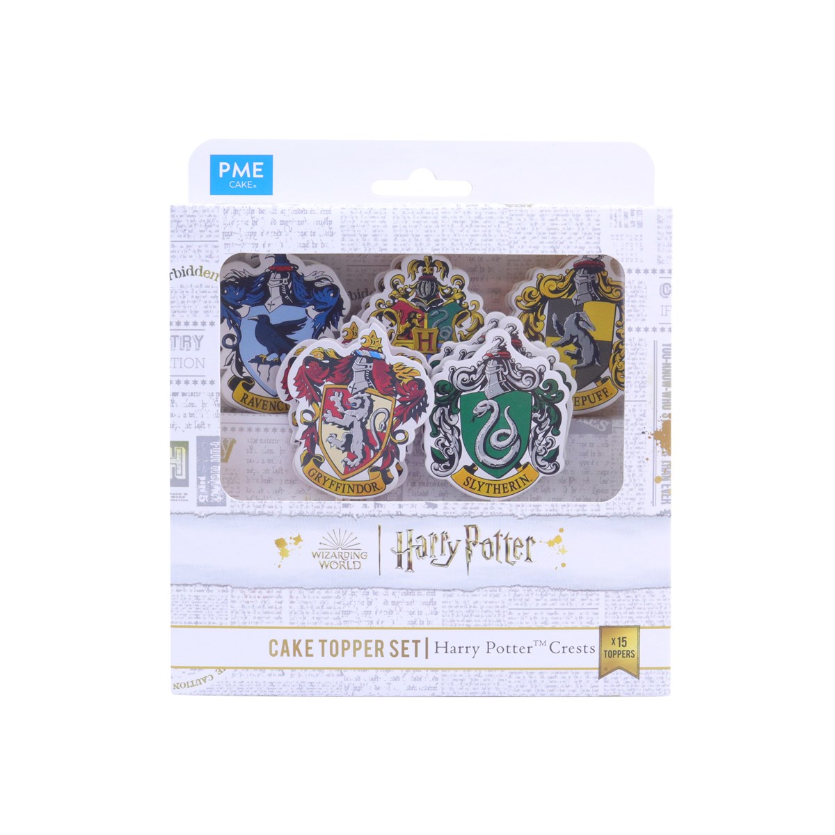 Pack de 15 Toppers de Gâteau Harry Potter "Hogwarts Crests"