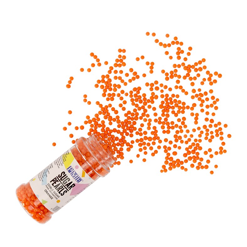 Perles sucrées alimentaires comestibles - Orange - PME