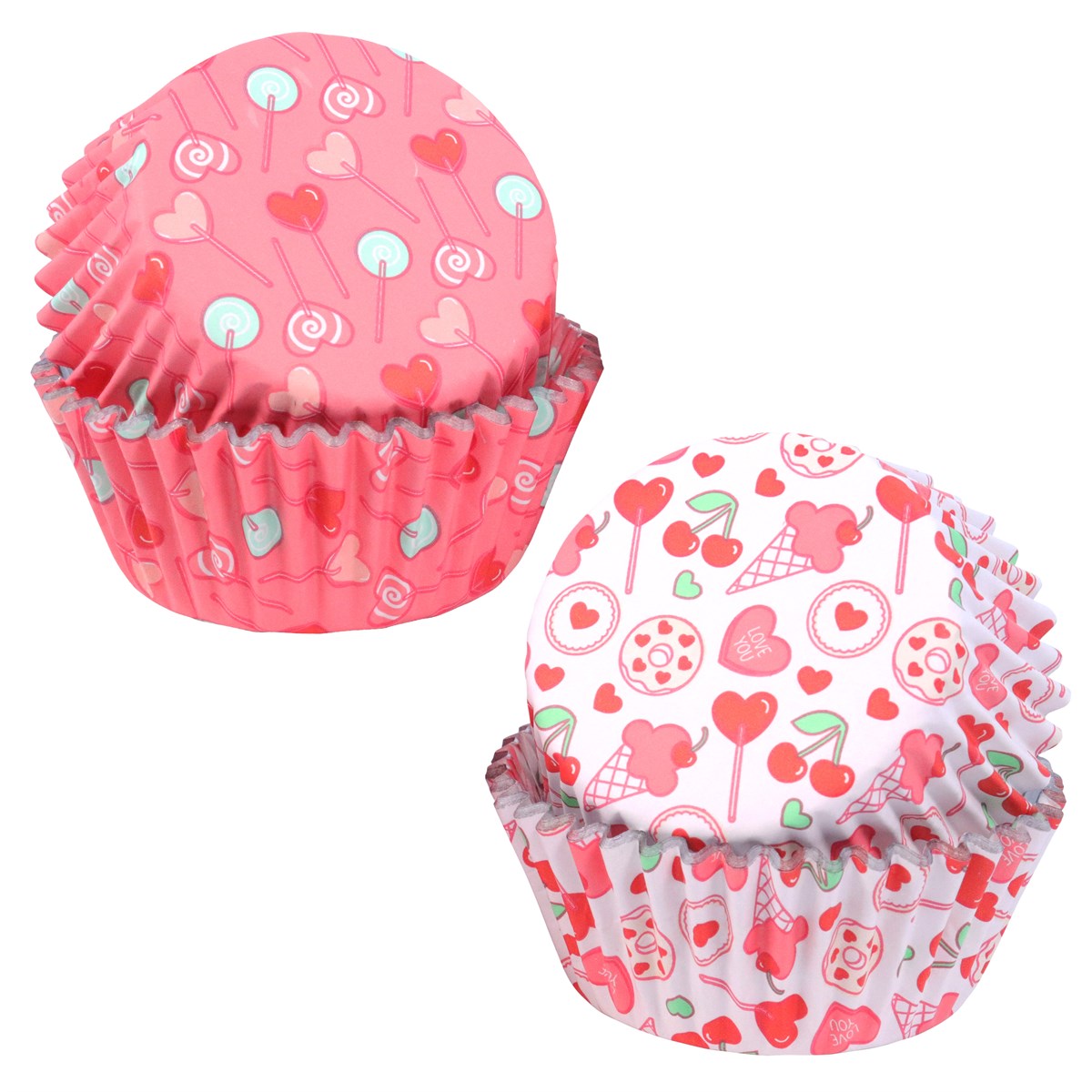Set de 60 Mini Caissettes à cupcakes Saint Valentin &quot;Doux Amour&quot; - Aluminium