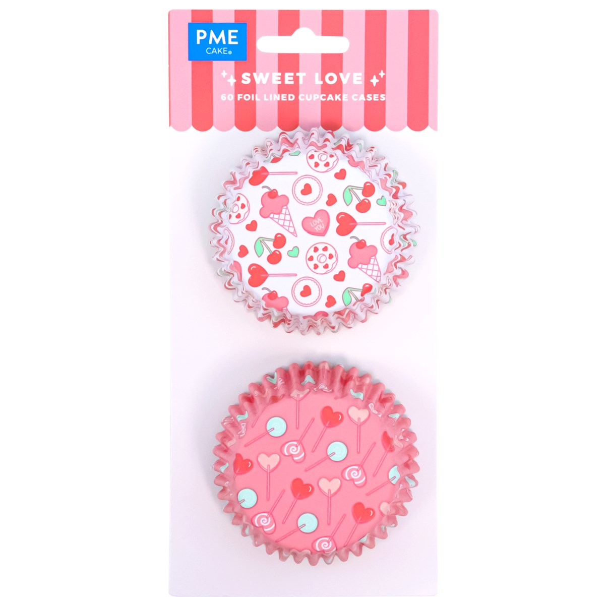 Set de 60 Mini Caissettes à cupcakes Saint Valentin &quot;Doux Amour&quot; - Aluminium