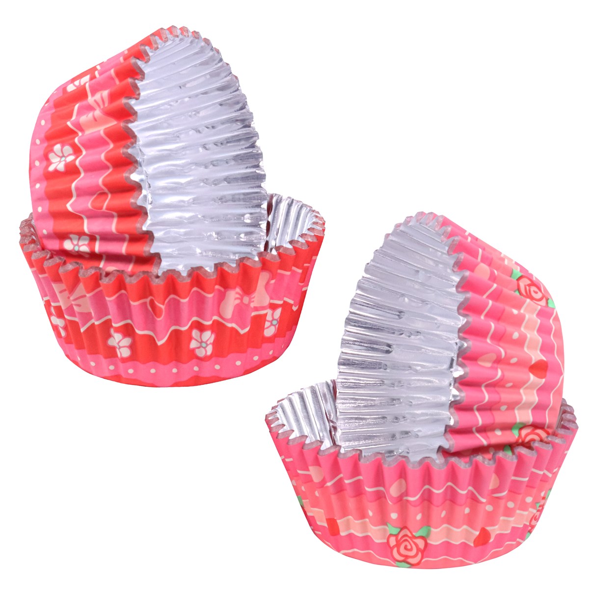 Set de 60 Mini Caissettes à cupcakes Saint Valentin &quot;Saint-Valentin Vintage&quot; - Aluminium