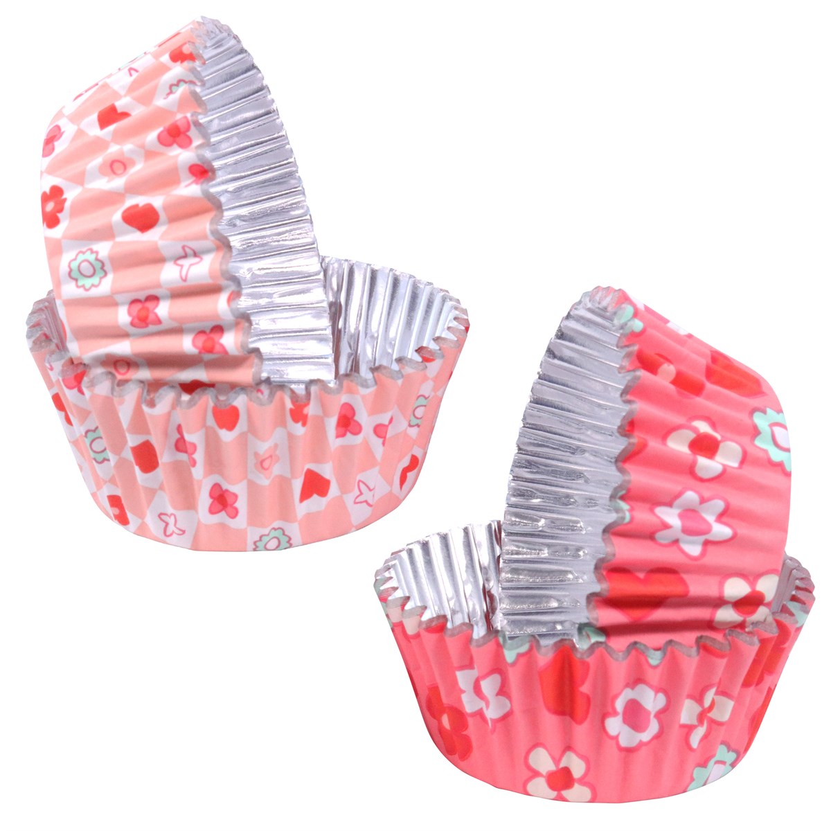 Set de 60 Mini Caissettes à cupcakes Saint Valentin &quot;Le Groove est dans le Cœur&quot; - Aluminium