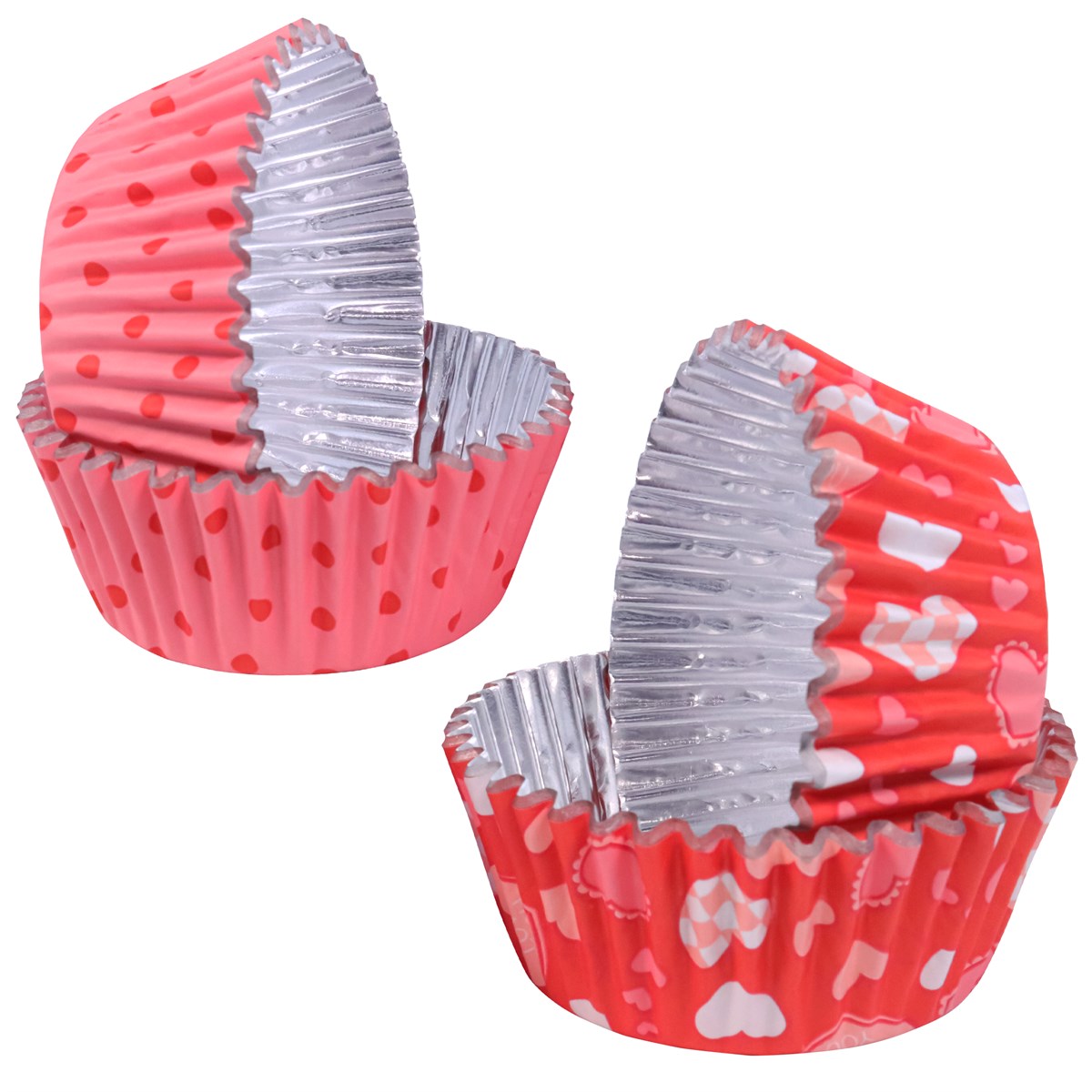 Set de 60 Mini Caissettes à cupcakes Saint Valentin &quot;Jour Saint Valentin&quot; - Aluminium