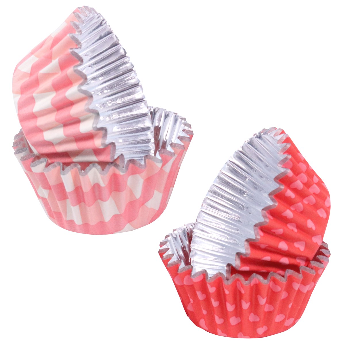 Set de 60 Mini Caissettes à cupcakes Saint Valentin &quot;Motifs Amoureux&quot; - Aluminium