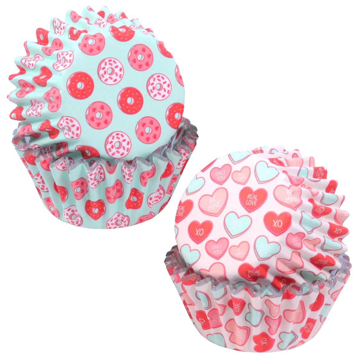 Set de 60 Mini Caissettes à cupcakes Saint Valentin &quot;Joliment Sucré&quot; - Aluminium