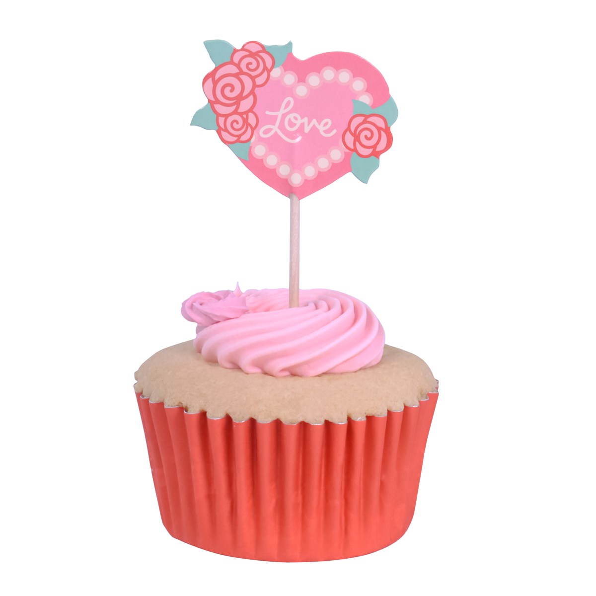 Set de 24 Toppers pour gâteaux Saint Valentin &quot; Roses d&#39;Amour&quot;