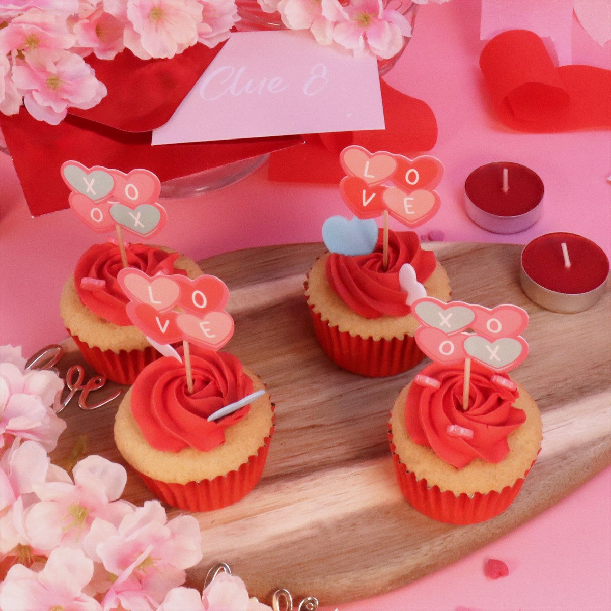 Set de 24 Toppers pour gâteaux Saint Valentin &quot;Cœurs en Bonbon&quot;